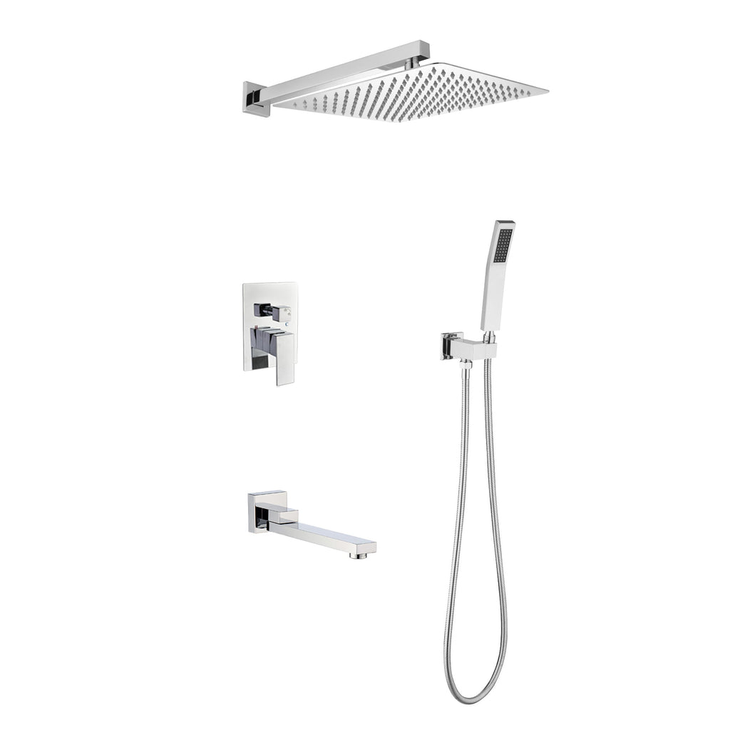 Wall Mounted Shower System Combo with Hand Shower & 12-Inch Shower Head