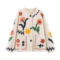 Womens Long-sleeve Crew-neck Floral-embroidered Jacket