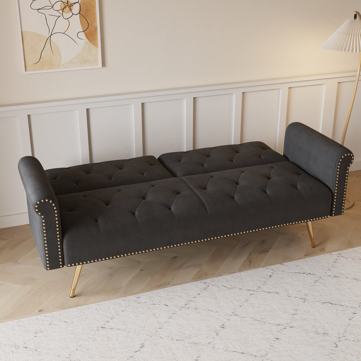 Velvet Sofa Bed - 69.7 Inches