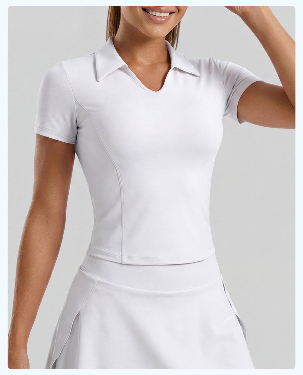 Women's Solid Color Polo Collar Sports Short-Sleeve T-Shirt, Slim Fit Figure-Flattering Yoga Top