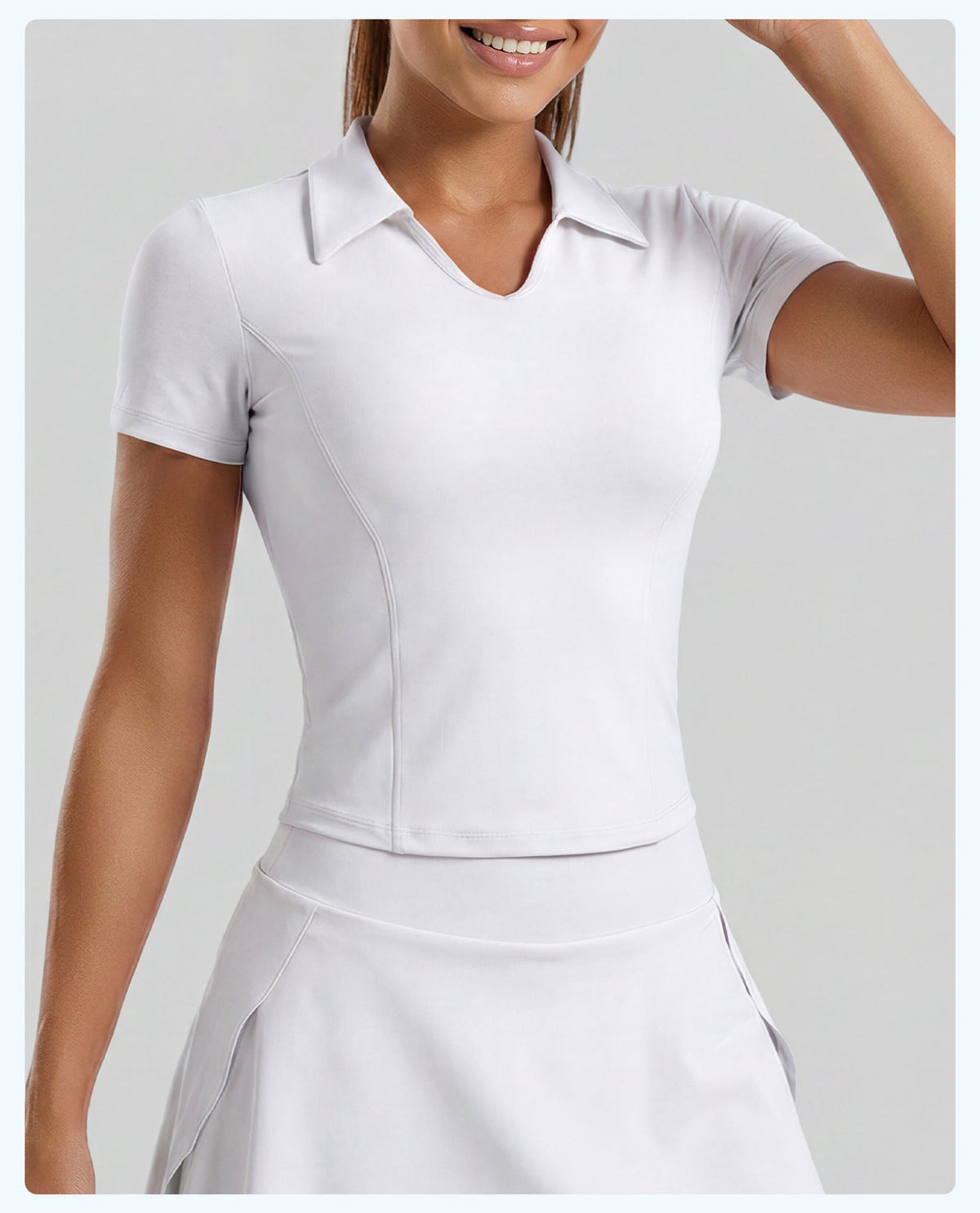 Women's Solid Color Polo Collar Sports Short-Sleeve T-Shirt, Slim Fit Figure-Flattering Yoga Top