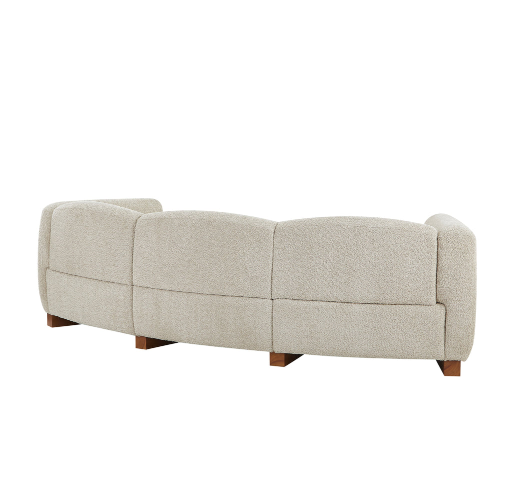 Elegant Curved Boucle Sofa with Solid Wood Frame