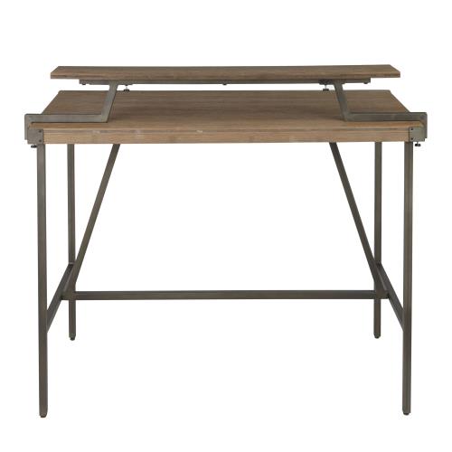Counter Table in Antique Metal and Bamboo