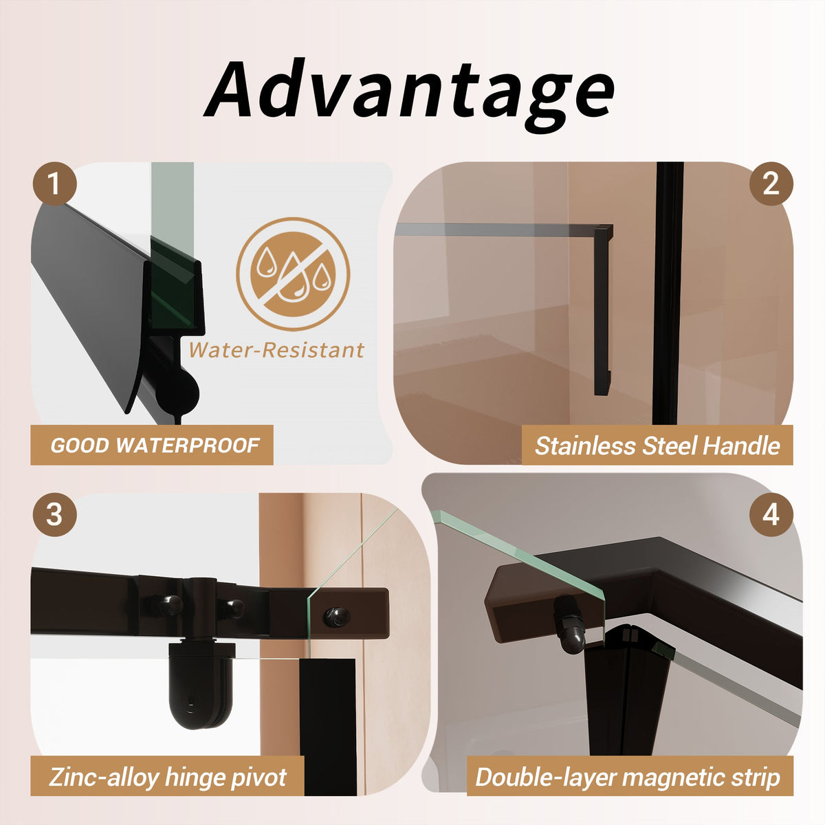 36" x 36" x 72" Frameless Neo-Angle Pivot Shower Door