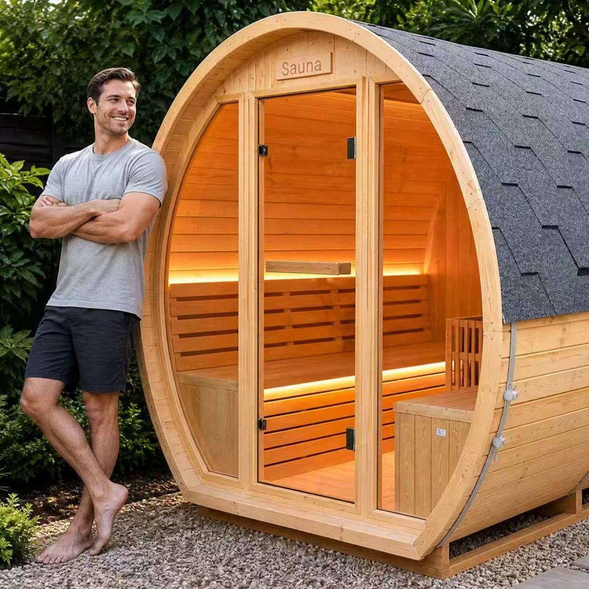 9000W 240V Finnish Carbonized Spruce Outdoor Sauna Room