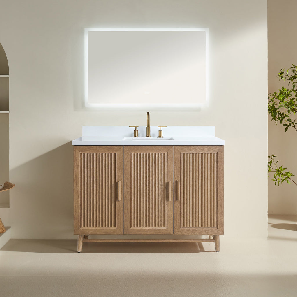 48'' Freestanding Single Sink Light Coffee Bathroom Vanity