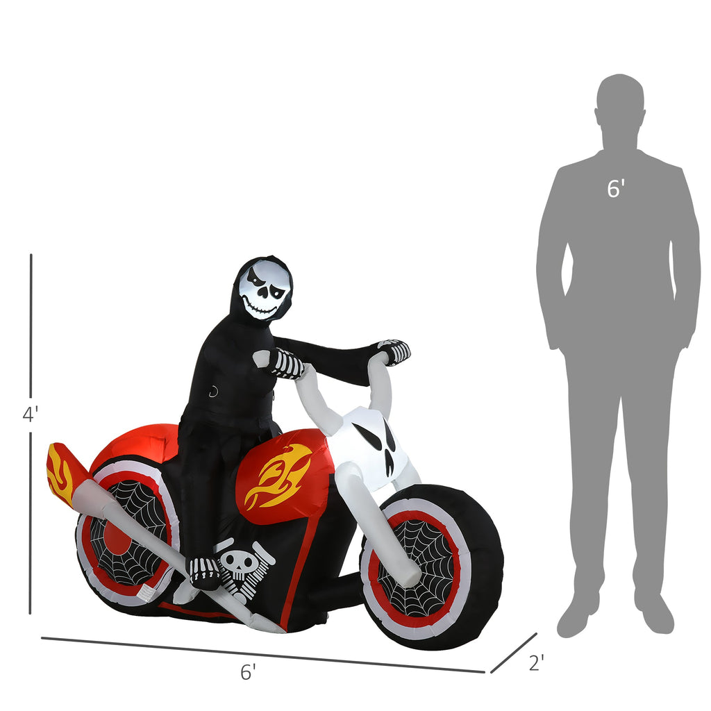 HOMCOM 6' Halloween Inflatable Ghost Biker Decoration