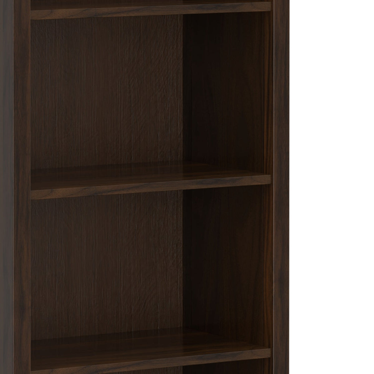 Warm Shaker 72 Inch Tall Solid Wood 5 Shelf Bookcase in Brunette