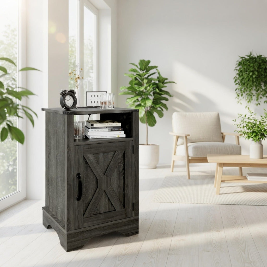 16" Dark Grey Farmhouse Nightstand