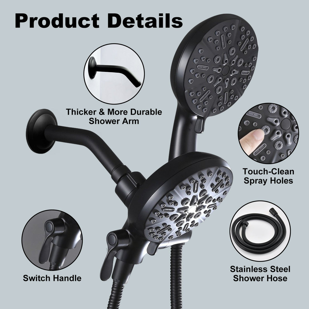 High Pressure 3-Way Rainfall Combo Showerhead