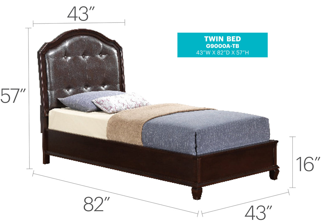 Charming Transitional Twin Bed in Cappuccino