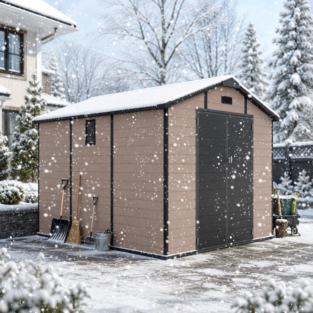 8x10 FT Plastic Outdoor Storage Shed - Lockable Resin Tool Shed