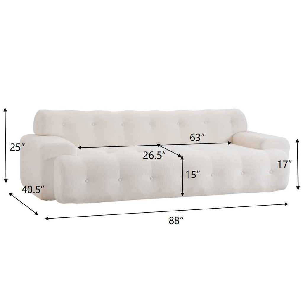 88 In. Cloud 3 Seater Chenille Sofa with Button Tufted Design