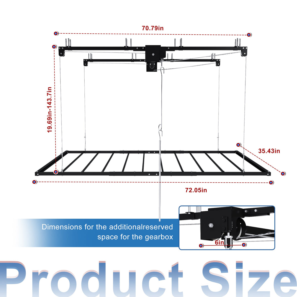Black Overhead Garage Storage Rack 3x6 FT