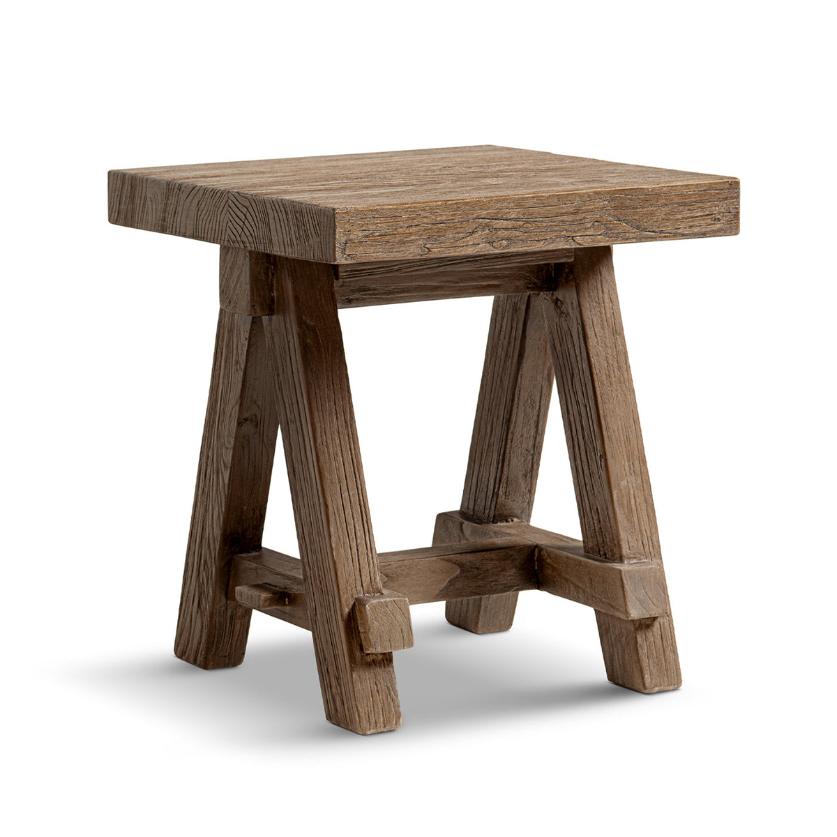Hawthorne 18" Square Reclaimed Elm Trestle Side Table