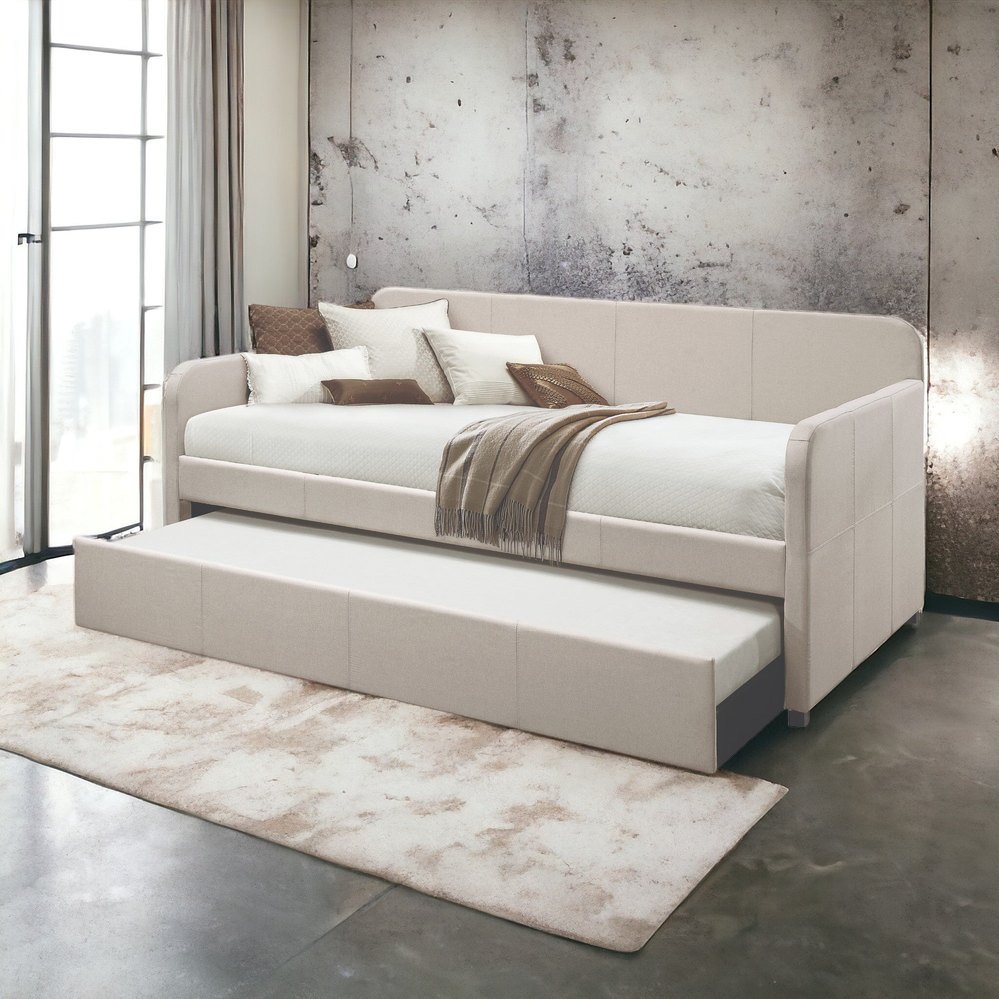 Jagger Fog Fabric Daybed With Trundle (Twin)
