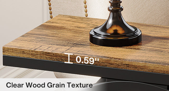 25.59" Industrial 4-Tier Narrow End Table with Storage Shelves