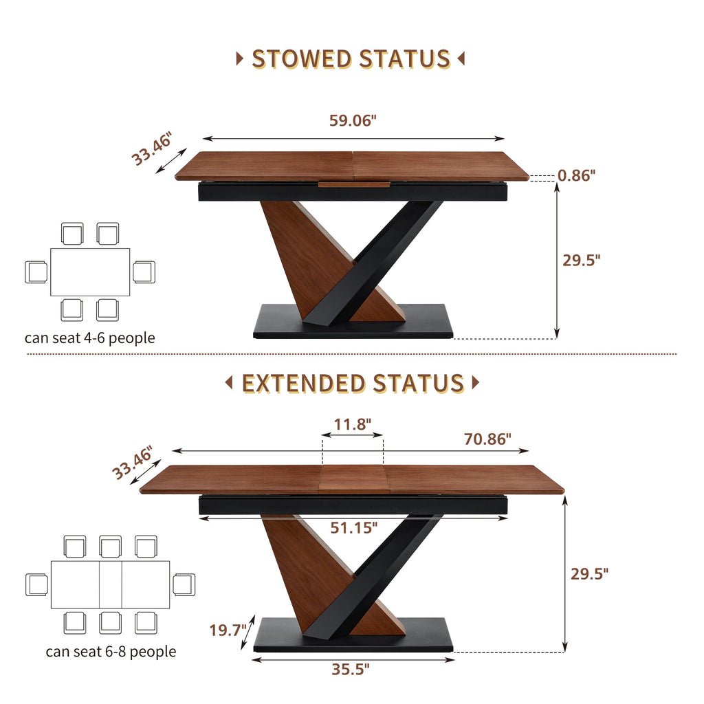 Modern Dining Table with MDF + Solid Wood Veneer Tabletop