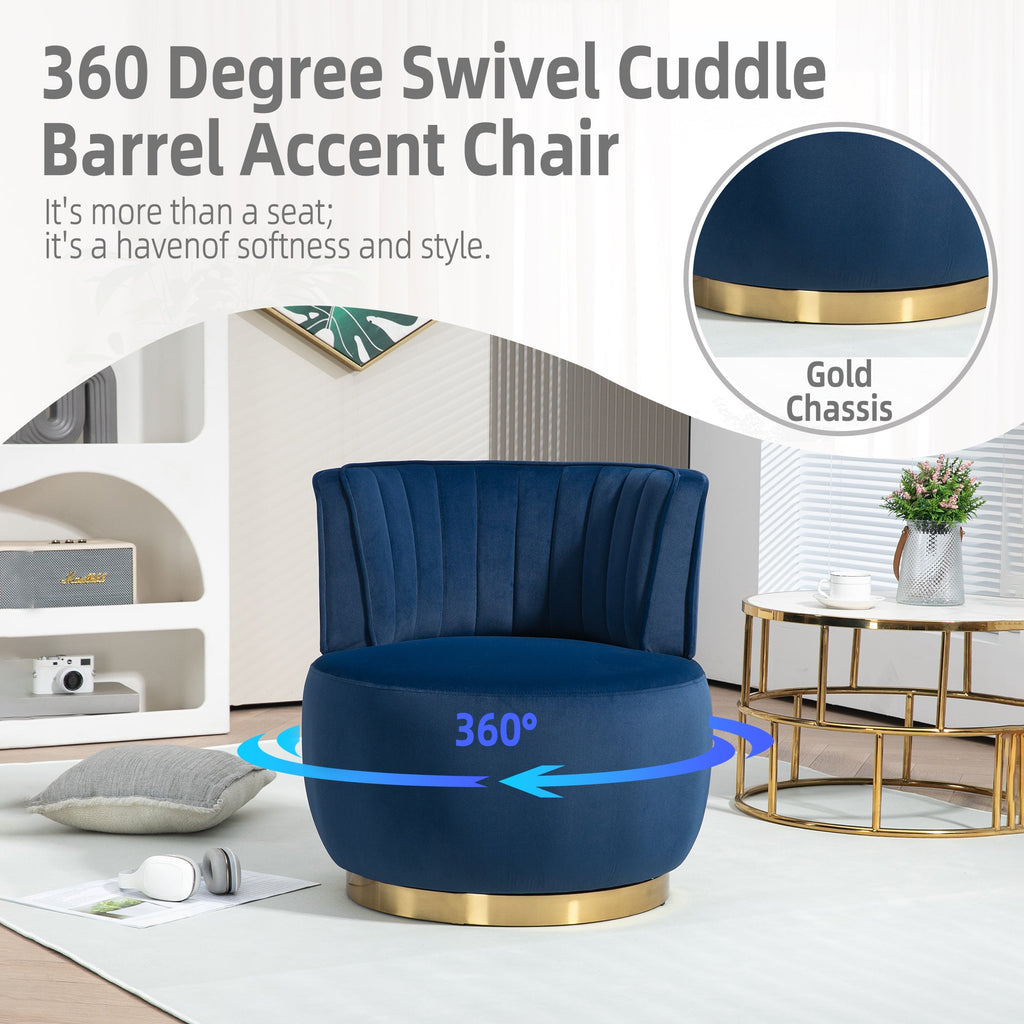 360 Degree Swivel Cuddle Barrel Accent Sofa Chairs