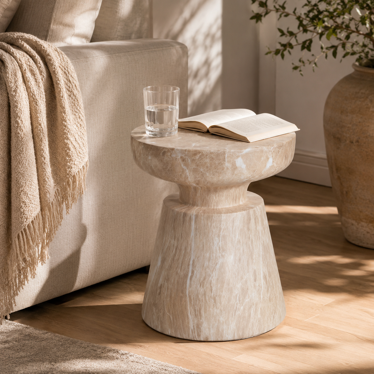 Outdoor Ponti Travertine Side Table