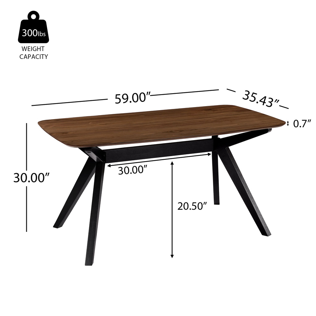 5-Piece Upholstered Dining Set With Rubberwood Frame, Grey+Walnut+Black