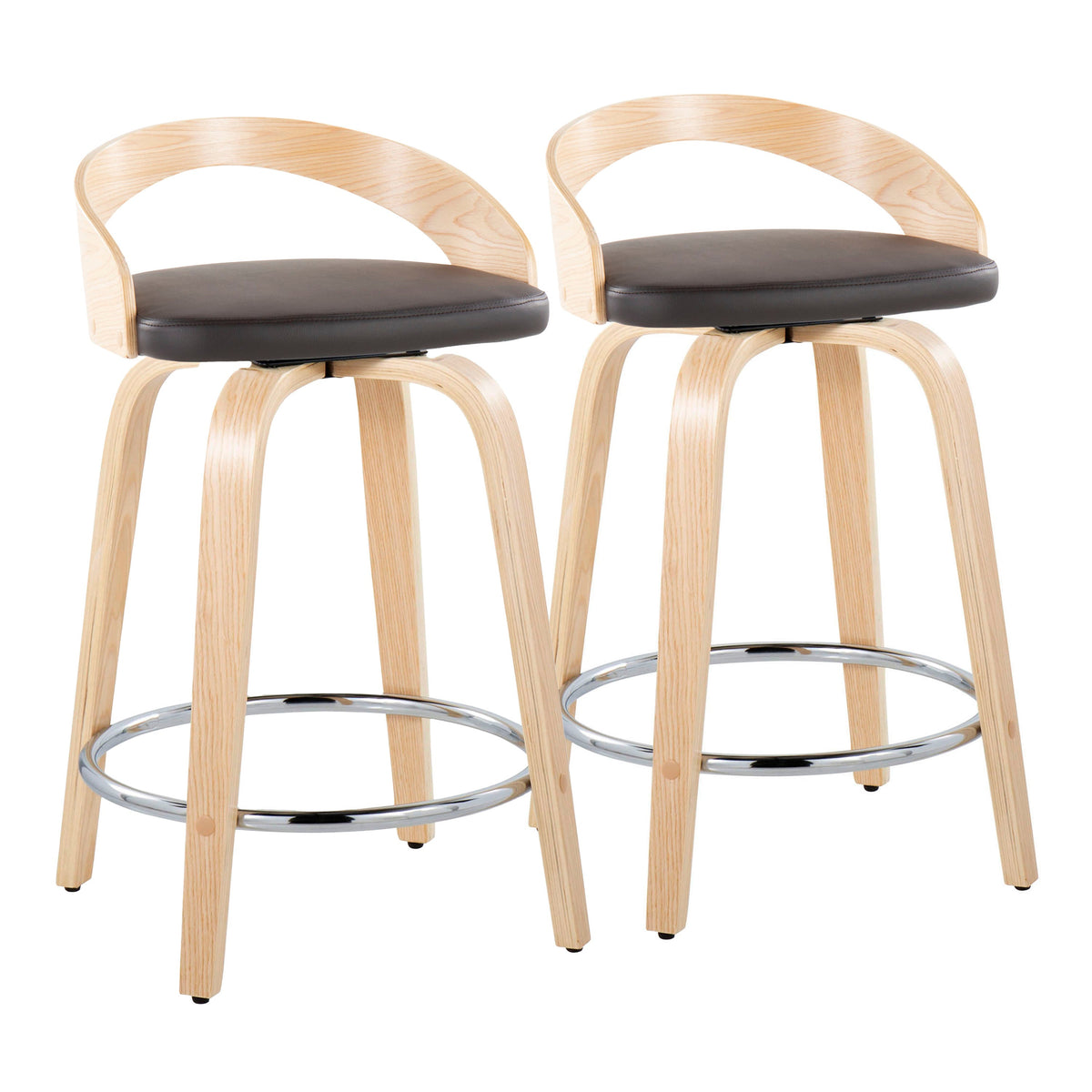 24" Contemporary Fixed-Height Counter Stool with Swivel