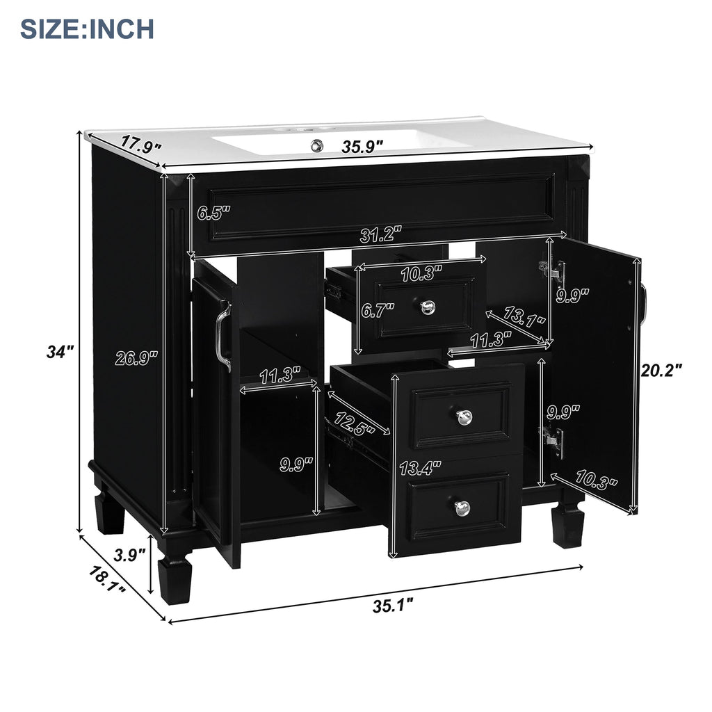 36" Bathroom Vanity with Top Sink
