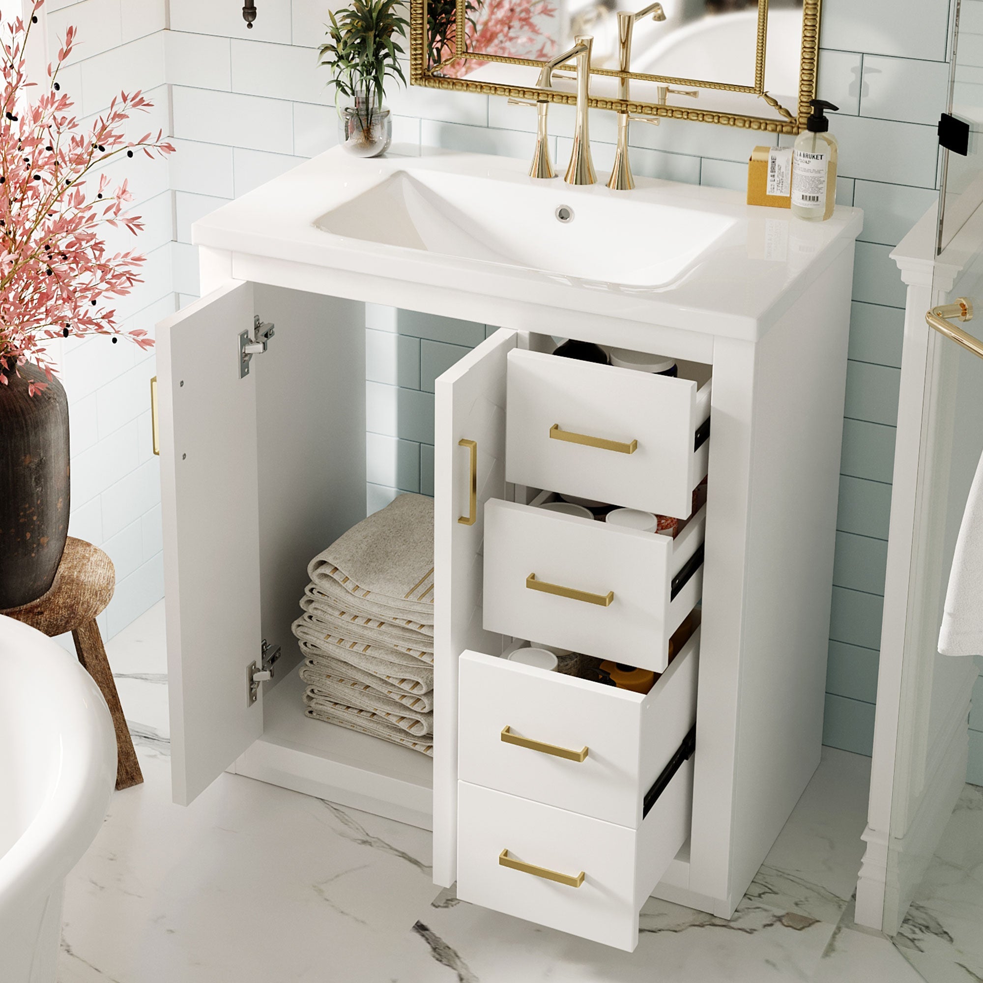 30'' Bathroom Vanity with Ceramic Sink Combo