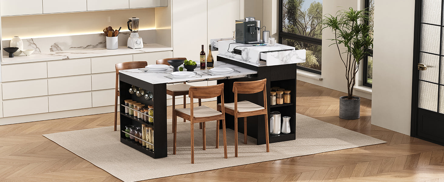 TREXM Extendable Dining Table with Folding Tabletop