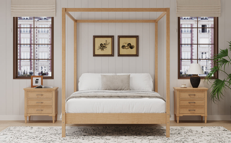 Solid Wood King Size Canopy Bed Frame