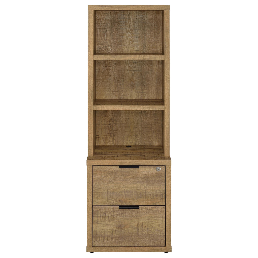 Geary Mango 3-Shelf Bookcase USB and Lockable Drawer