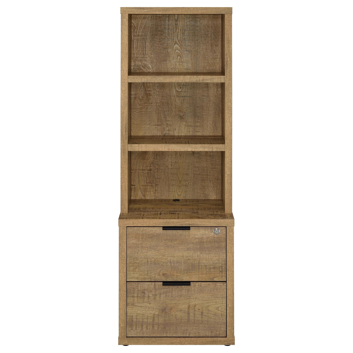 Geary Mango 3-Shelf Bookcase USB and Lockable Drawer