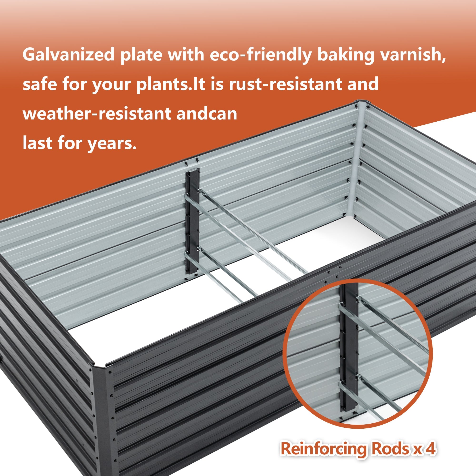 2-Pack 6x3x2 FT Galvanized Metal Raised Garden Beds