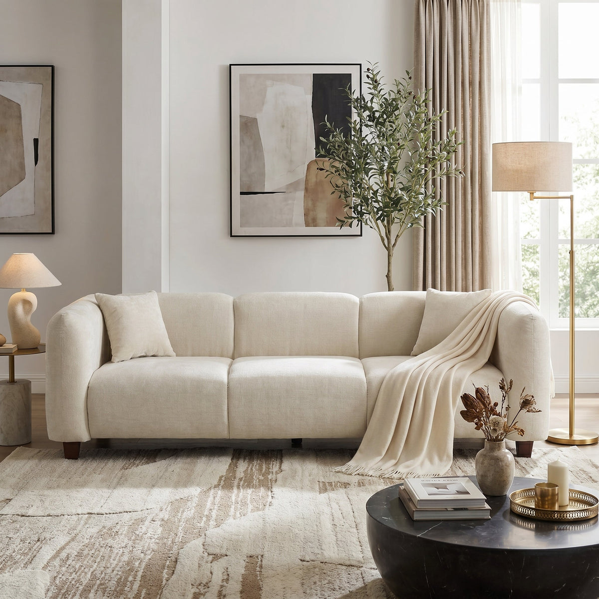 Silo 87 in. Modern Upholstered Chenille Sofa