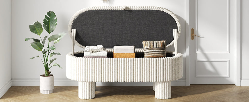 Modern Corduroy Storage Ottoman