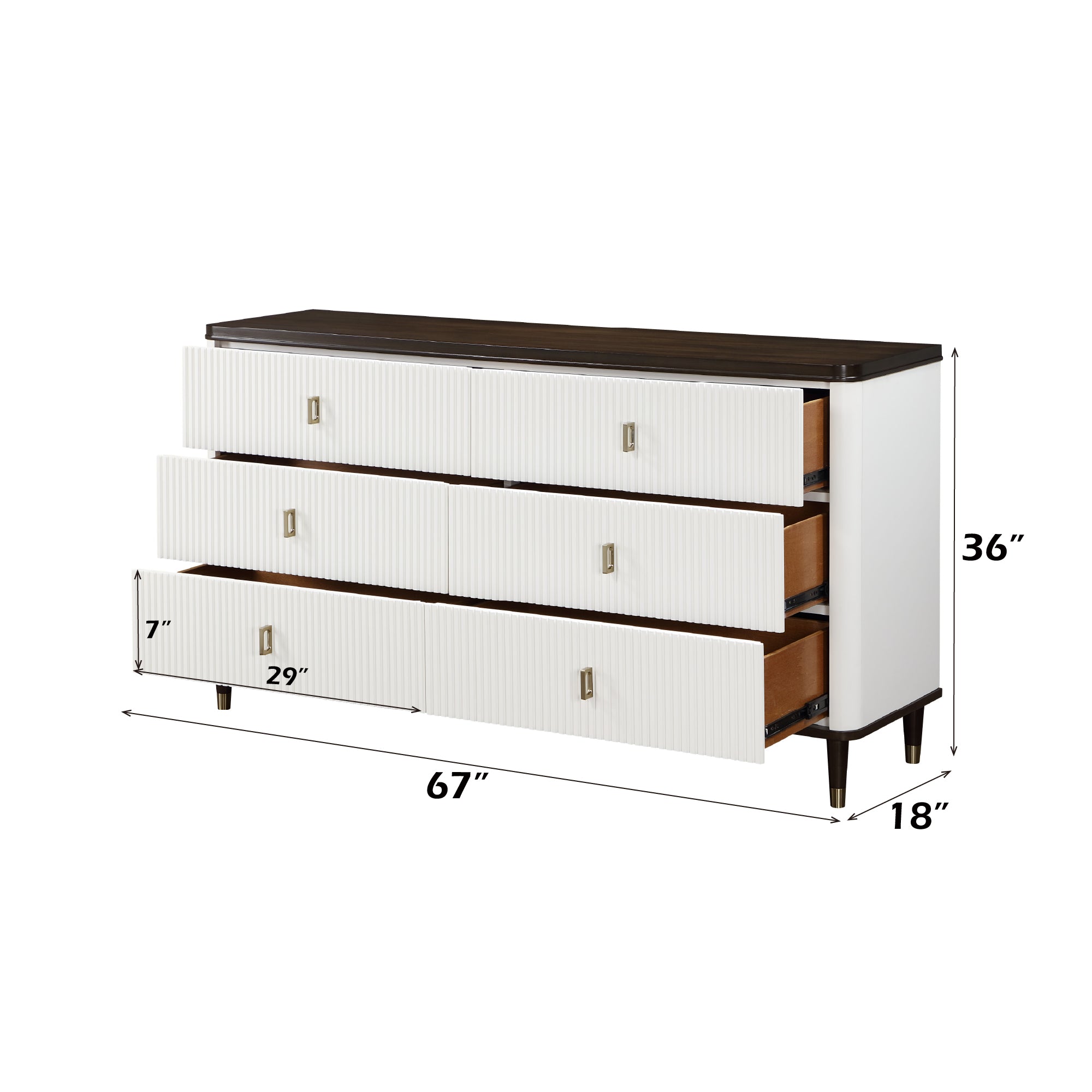 Carena 5-Piece Bedroom Set (E.King, Dresser, Chest, Mirror, Nightstand)