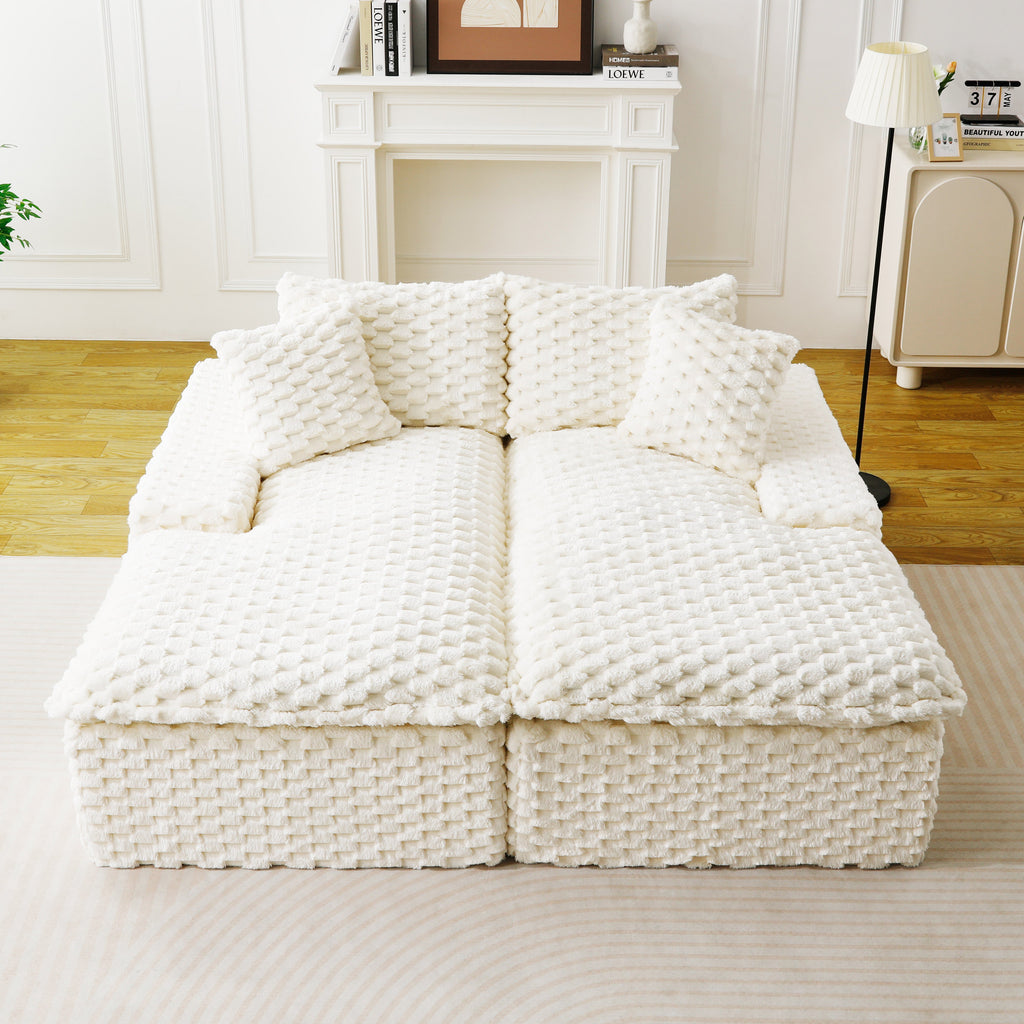 White Turtle Velvet Double Chaise Lounge