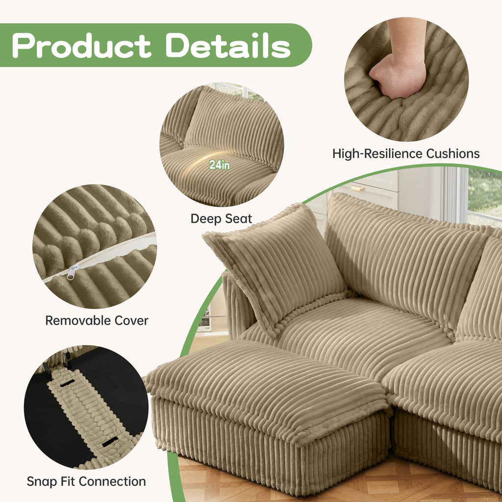 Slipcovered Long Sofa - 4 Seater