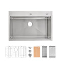 Stainless Steel Kitchen Sink, 33″x22″ Single Bowl