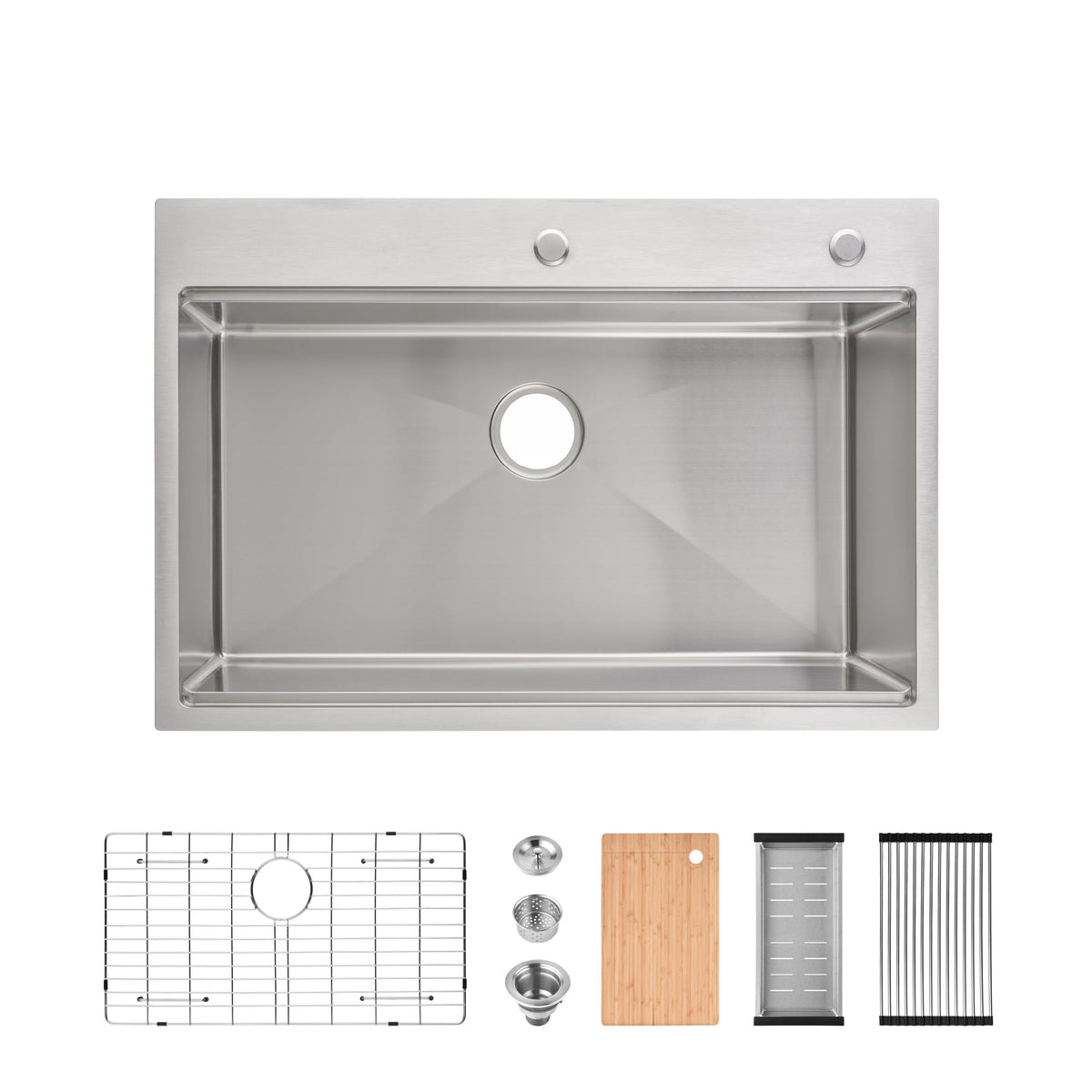 Stainless Steel Kitchen Sink, 33″x22″ Single Bowl