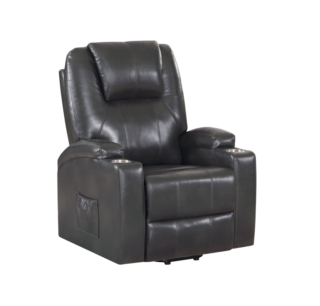 Gunmetal Leather Aire Recliner with Power Lift & Massage