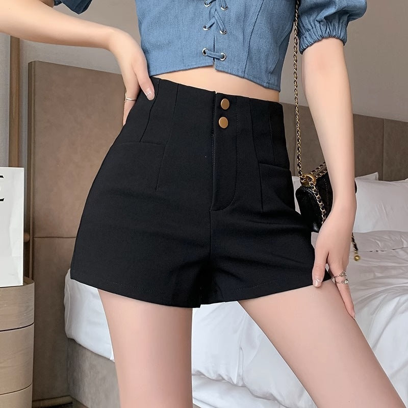 High-waisted Straight-leg Shorts For Women