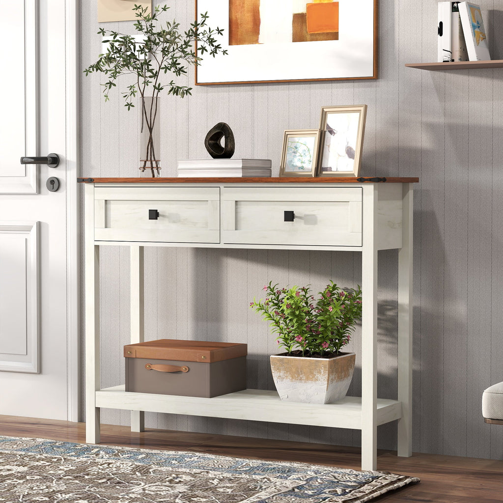 Farmhouse Style Console Table with 2 Drawers