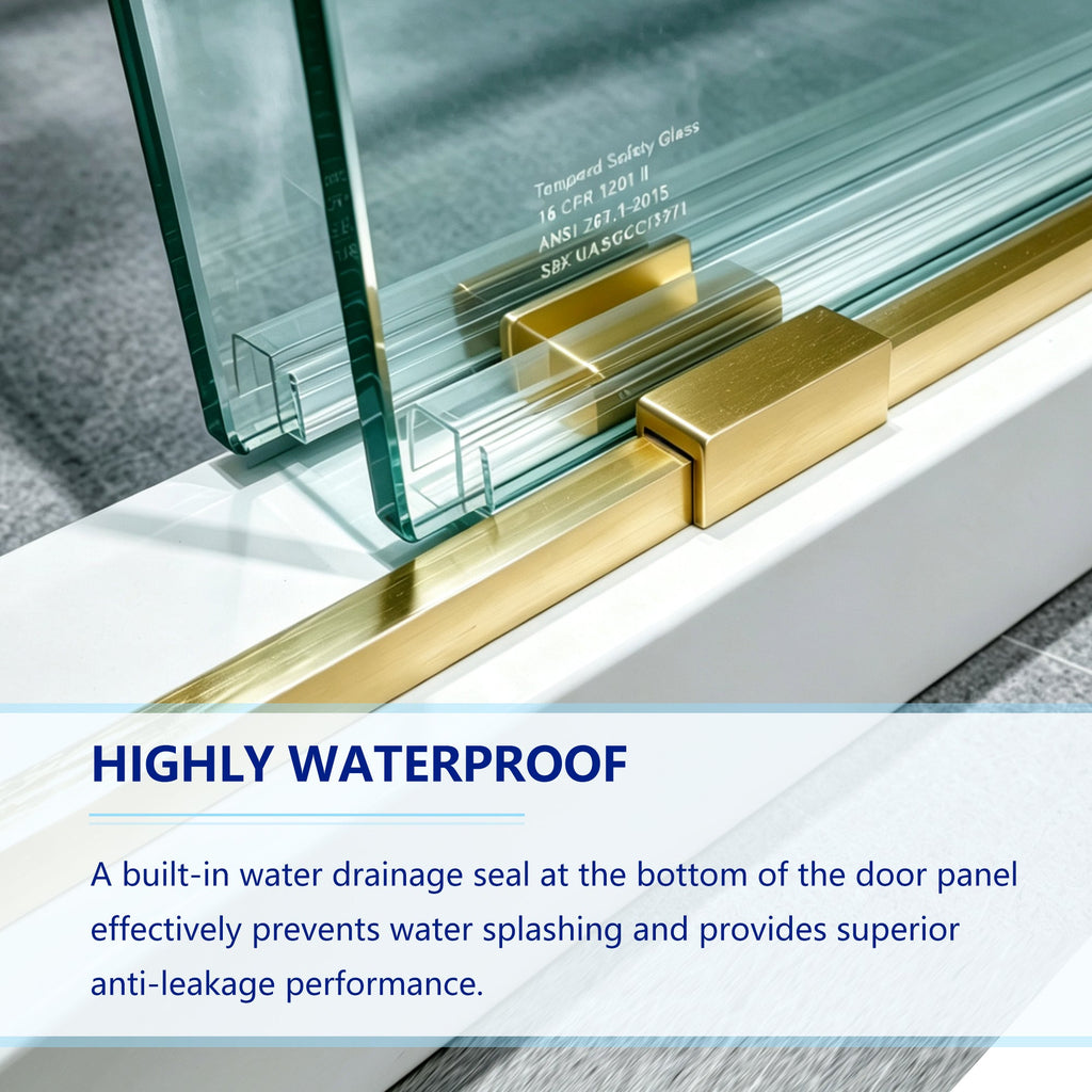 Frameless Double Sliding Shower Door - 57-60 Inch (10mm Thick)