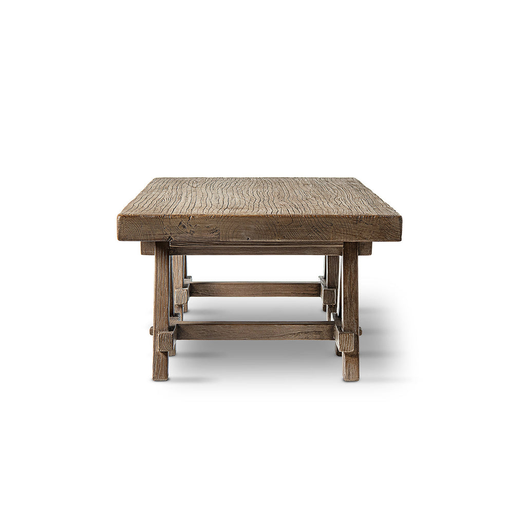 Hawthorne 48" Solid Reclaimed Elm Rectangular Trestle Coffee Table