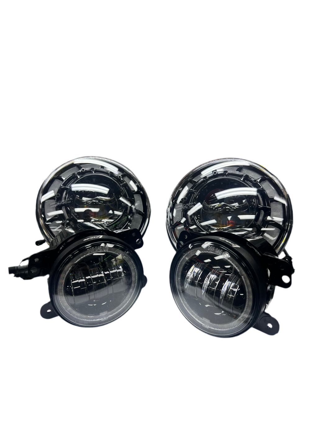 SPDZ1 Oculus 7" RGB LED Headlights with LED RGB Fog Light Kit – App Controlled Multi-Mode Halo
