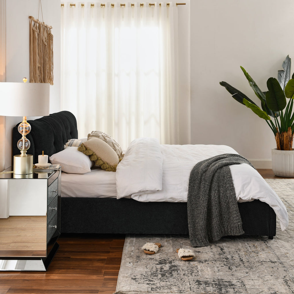 King Size Storage Upholstered Hydraulic Platform Bed