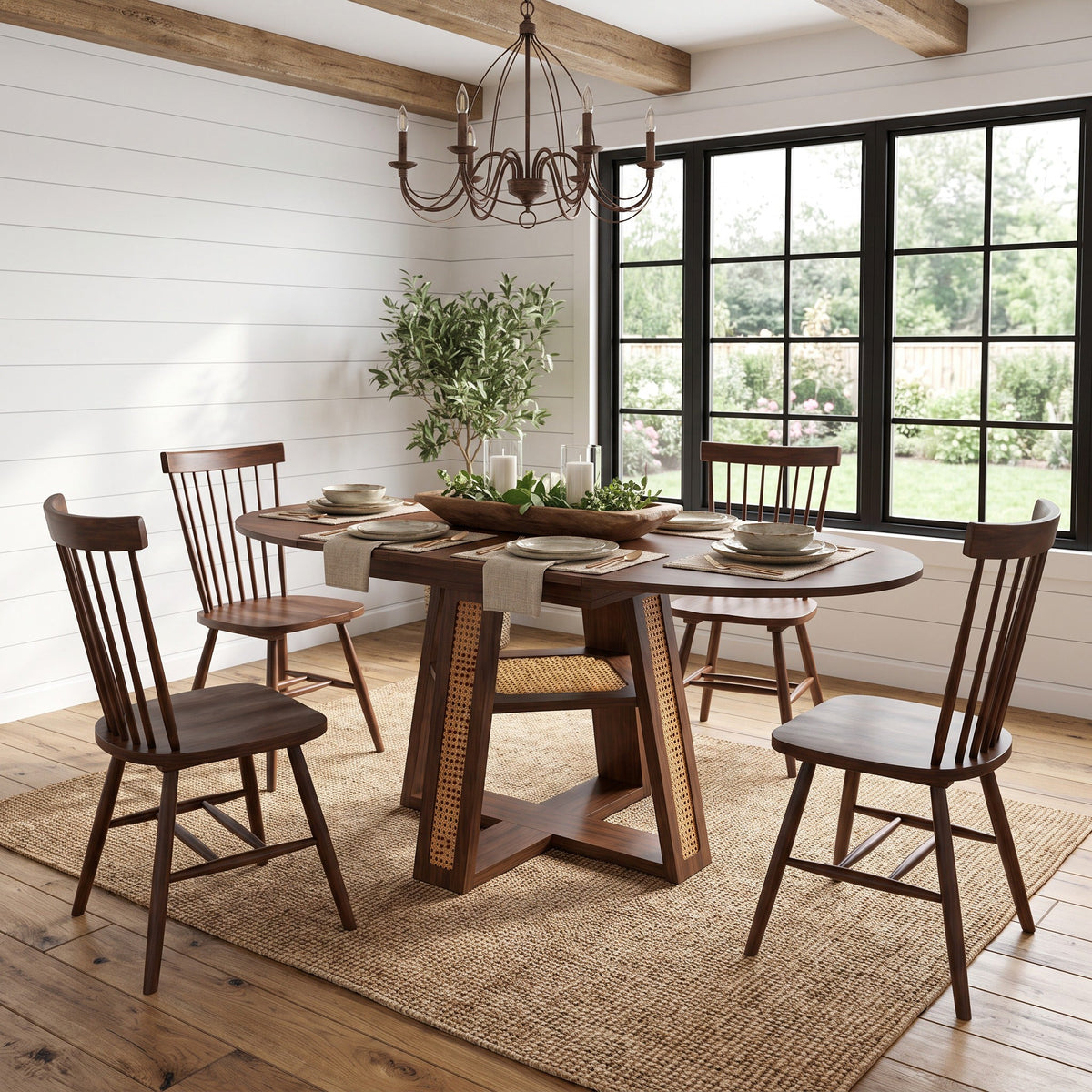 Extendable Round Dining Table for 4-6