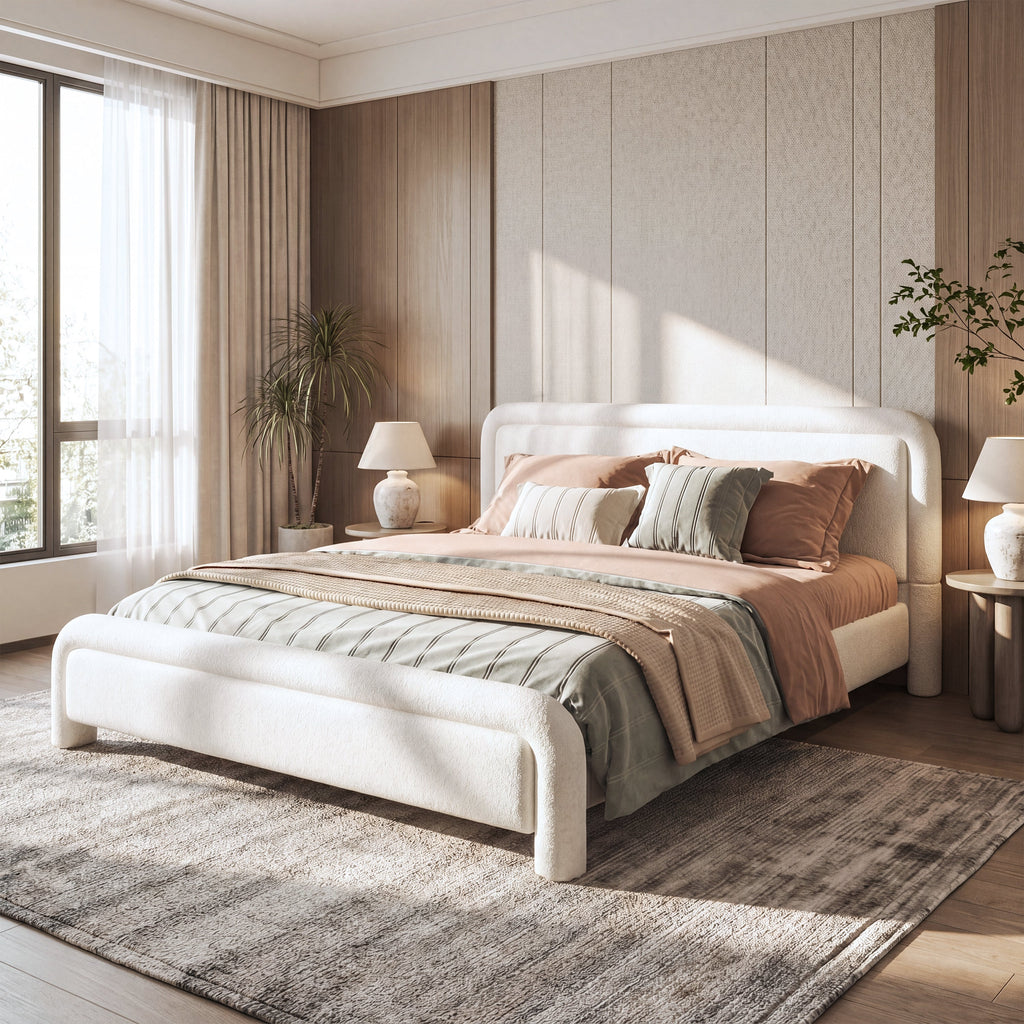 Queen Size Upholstered Platform Bed Frame