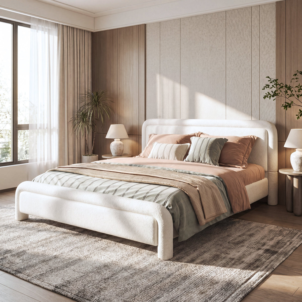 Queen Size Upholstered Platform Bed Frame